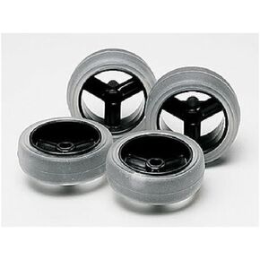Tamiya Large Dia. Carbon Wheel Set (w/Slot Slick Tires) Mini 4WD Grade Up Parts Series