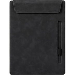مجلد الحافظة الجلدية A4 ، ملف Clipboard A4 Binder ، محفظة جلدية للرجال والنساء ، موثق محفظة الأعمال ، مع حامل قلم واحد وأكمام وثيقة ، حافظة Notepad (أسود)