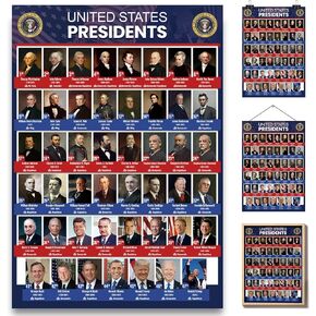 Presidents Day Art Sale, New 2025 USA President Poster for School Wall Classroom Decor, United States History Art 18" x 12"