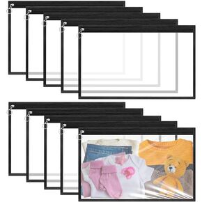 10 Pack Large Clear Zipper Pouches, Multi-purpose Water Resisitant PVC Organizer Bag, Makeup Pouch, Document File Organization Bags, Reusable Zipper Pouches for Travel, Office Supplies