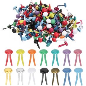 PATIKIL 1000 PCS Paper Brass Fasteners Split Pins Pastel Mini Metal Brads Round Head Plated Fastener for Craft Art Scrapbooking DIY Supplies, Multicolored, 5 x 9 mm