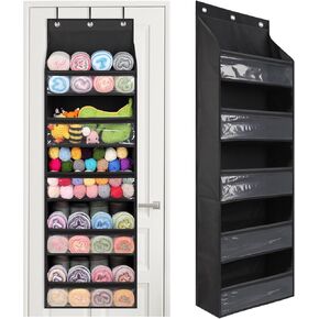 Katech Over Door Knitting Organizer with 5 Clear Pocket for Yarn Enthusiasts, Hanging Storage Bag for Crochet Hooks and Yarn Balls