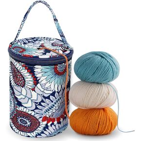 Small Portable Crochet Bag Organizer, Travel-Friendly Yarn Holder,Knitting Yarn Storage for On-The-Go Crafting, Ideal Crocheting Gifts for Women and Crocheter (Blue)