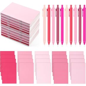 Eaasty 20 Set Mini Notebooks with Ballpoint Pens Bulk Small Pocket Notepads Gradual Color Composition Journals and Pens for School Supplies Writing Notebooks for Office(Pink Series Colors)