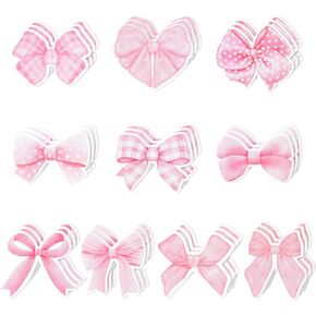 CJiangpo 30Pcs Coquette Pink Bow Sticky Notes Pads, 600 Sheets Self Stick Cartoon Notepad Memo Pads Funny Page Marker Classroom Rewards Bow Themed Party Favors Filler Gifts for Kids