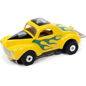 AW AUTO WORLD Autoworld SC408-1 Yellow Thunderjet 1941 Willys Gasser HO Scale Electric Slot Car
