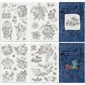 FREEBLOSS 33Pcs Water Soluble Stabilizer Embroidery Sea Life and Plants Pattern Embroidery Stabilizer Adhesive Stick and Wash Away Embroidery Stabilizer for Hats Gloves Clothing Repair