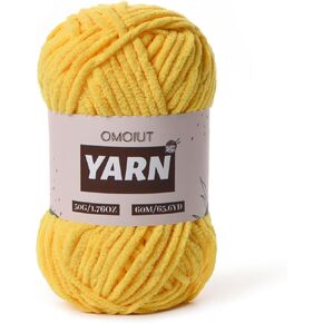 Plush Chenille Chunky Crochet Velvet Yarn - Soft Baby Yarn for Crocheting & Knitting Blankets, Crafts & Amigurumi - Fluffy Light Coffee 50g / 65.6yd