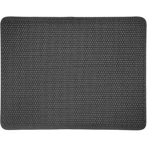 Cat Litter Mat Kitty Litter Trapping Mat Honeycomb Mats Waterproof Double Layer Anti Tracking Kitty Mats Catcher Litter Tray Box Rug Carpet (23.6'' x 17.7'', black)