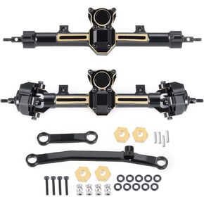 RCHUBAM 1/24 RC Crawler Portal Axle Set SCX24 Heavy Brass Weights Front Rear Complete Axles Compatible with 1/24 Axial SCX24 AXI00001 AXI00002 90081 Directly Upgrade Parts (Front & Rear Axle Set)