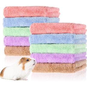 10 Pieces Guinea Pigs Blankets Hamster Fleece Cage Liners Soft Guinea Pig Accessories Small Animal Pet Blanket Sleep Bedding Mats Pet Supplies for Dog Puppy Cat (Mixed Colors,18 x 24 Inch)