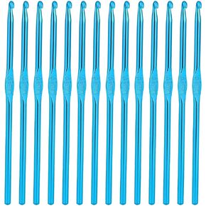 Aluminum Crochet Hook 5.0mm Knitting Needles Craft Yarn, US Size H Size 8 Crochet Hook for DIY Craft, Gold Crochet Needles for Knitting Scarf(14 Pcs Blue)