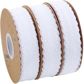 Cream White Lace Trim Ribbon 1.2 Inch Wide×50 Yards Lace Fabric Vintage Pattern Roll Ribbons - Perfect for Wrapping, Crafts, Flower Design, Sewing, and Party Decorations Ribbon Lace, Sewing Lace
