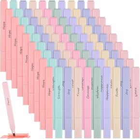 100 Pcs Bible Highlighters with Soft Cute Aesthetic No Bleed Inspirational Highlighter Chisel Tip Pastel 10 Assorted Color Marker for School Bible Study Journaling Supplies(Soft Color)