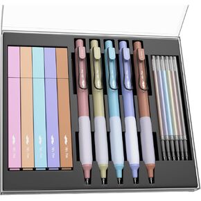 Mr. Pen- Aesthetic Highlighters and Gel Pens with Case, 10 Pack, 6 Pen Refills, Colorful Bible Highlighters No Bleed Highlighters for Bibles, Cute Highlighter Pens, Aesthetic Gel Pens