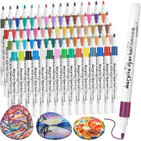 60 Colours Acrylic Paint Pens Markers, Acrylic Paint Pens for Painting Rock, Wood, Metal, Canvas, Fine Tip Acrylic Pens for Easter, Halloween, Christmas