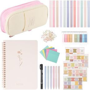 Bible Journaling Kit, Bible Study Supplies with Stickers Tabs, Highlighter, Notebook, Pen Case & Highlighter Set No Bleed, Bible Study Essentials Set for Women Students Beginner Christian Gifts