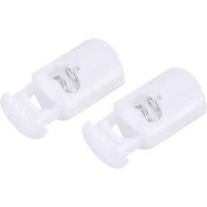 METALLIXITY Plastic Cord Locks (0.26" x 0.2")100pcs, Spring Cord Locks End Toggle Stoppers for Drawstrings, Bags, Shoelace Replacement, Clothing, White