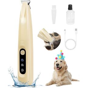 Pro Version Dog Paw Trimmer, 18mm Wide Blade Clippers with LED Display, 35dB Low Noise, Fully Waterproof, Upgraded Type-C Rechargeable Cordless Trimmer for Paws, Ears, Face, and Rump
