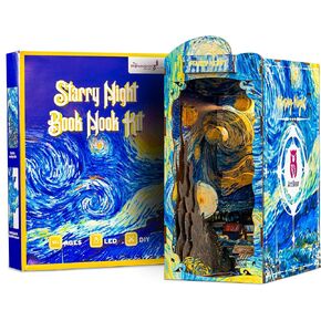 DIY Book Nook Kit - Vangogh Mini House Building Book Kits للبالغين - ملحقات Wooden 3D Puzzle Reshelf for Artisans - Miniature House Kit & Creative Bookends Gift لمحبي الكتب