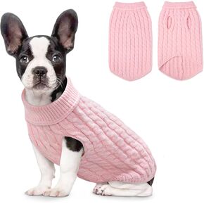 Warm Dog Turtleneck Sweater - Cable Knit Puppy Sweater Thick Warm Dog Winter Clothes, Cold Weather for Small and Medium Dogs (Pink, XL)