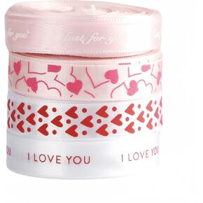 20 Yards Mom Ribbon Happy Mother's Day Daisy Floral Grosgarin Pink Ribbons for Gift Wrapping, Mother' Day, Valentine's Day,Party Favors(Pink Mum)