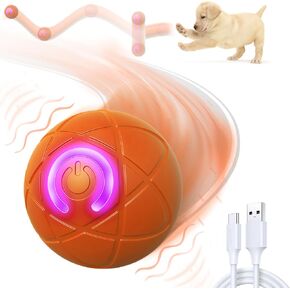 Shaky Ball Toy for Dogs, Shaking Dog Ball, Interactive Dog Ball, Vibrating Ball for Dogs, Automatic Moving Dog Toy Ball for Small Medium Large Dogs, USB Rechargeable (Orange)