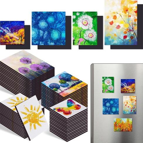60 Pcs Mini Magnetic Canvas Panel Boards Magnetic Painting Canvas Panel Various Size for Painting Fridge Locker Art Crafts DIY in Kuwait