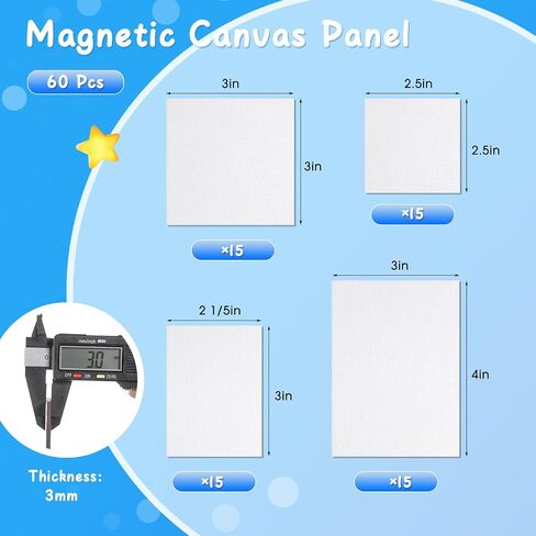 60 Pcs Mini Magnetic Canvas Panel Boards Magnetic Painting Canvas Panel Various Size for Painting Fridge Locker Art Crafts DIY in Kuwait