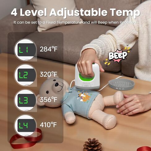 Calogy Super Mini Heat Press Machine ، Max 410 ℉ & 4 إعداد تسخين مع عرض LED ، الحديد المصغر لصياغة مع طرف دقيق ، سهل للأشياء الصغيرة مثل الأحذية والحيوانات المحشوة والقبعات (الأخضر الأبيض) in Kuwait