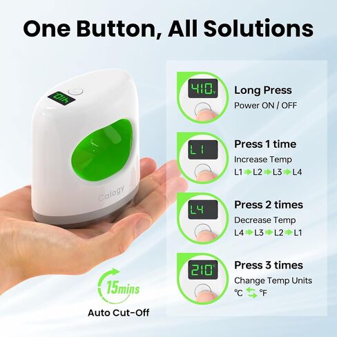 Calogy Super Mini Heat Press Machine ، Max 410 ℉ & 4 إعداد تسخين مع عرض LED ، الحديد المصغر لصياغة مع طرف دقيق ، سهل للأشياء الصغيرة مثل الأحذية والحيوانات المحشوة والقبعات (الأخضر الأبيض) in Kuwait
