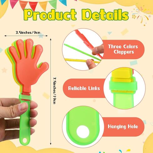 Lenwen 100 Pcs Hand Clappers Noisemakers 7.5 Inch Plastic Noise Makers Party Favors Cheering Noise Maker Noisemakers for Sporting Events Football Basketball Game Birthday Noisemaker Party in Kuwait