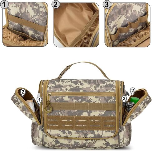 Tactical Toiletry Travel Bag for Men, Hanging Dopp Kit Hygiene Bag Shower Organizer with Hook for Toiletries and Shaving Care, Black (Empty Bag) in Saudi Arabia