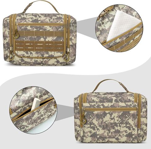 Tactical Toiletry Travel Bag for Men, Hanging Dopp Kit Hygiene Bag Shower Organizer with Hook for Toiletries and Shaving Care, Black (Empty Bag) in Saudi Arabia