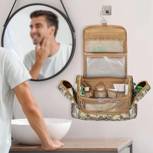 Tactical Toiletry Travel Bag for Men, Hanging Dopp Kit Hygiene Bag Shower Organizer with Hook for Toiletries and Shaving Care, Black (Empty Bag) in Saudi Arabia