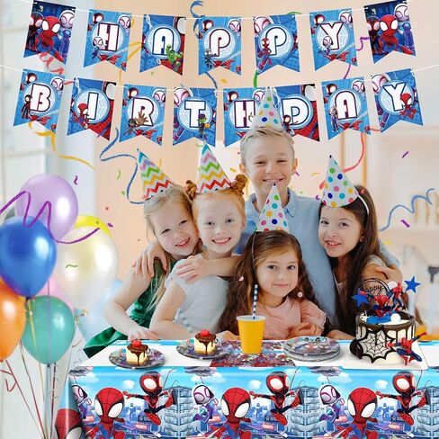 50pcs زخارف لوازم حفلات عيد ميلاد مذهلة ، 24 لوحة ، 24 مناديل ، مفصل المائدة الواحد وعلم سحب واحد ، زينة حفلة عيد ميلاد للأطفال in Saudi Arabia