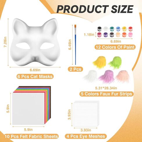 Therian Mask Kit - Cat & Fox DIY Blank Animal Masks for Masquerade Cosplay Party in Saudi Arabia
