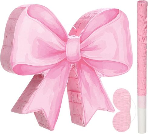 Threan Bow Piñata Bow Party Piñata Set ، Pink Bow Piñata مع قناع عصا الخفافيش لعصابات القوس للمسحور عيد ميلاد الزفاف الزواج الذكرى الذكرى السنوية المستلزمات (Pink ، Bow) in Kuwait