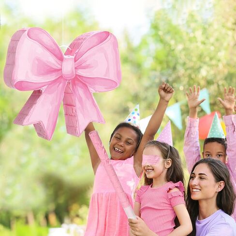 Threan Bow Piñata Bow Party Piñata Set ، Pink Bow Piñata مع قناع عصا الخفافيش لعصابات القوس للمسحور عيد ميلاد الزفاف الزواج الذكرى الذكرى السنوية المستلزمات (Pink ، Bow) in Kuwait