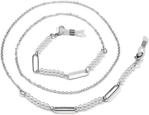 Tiwnefua 4PCS Eyeglass Chain Mask Chain Sunglass Strap Holder Lanyard Beaded Necklace Chain Eyewear Retainer Chain Metal Beaded Eyeglasses Long Necklace Fashion Accessories in Saudi Arabia