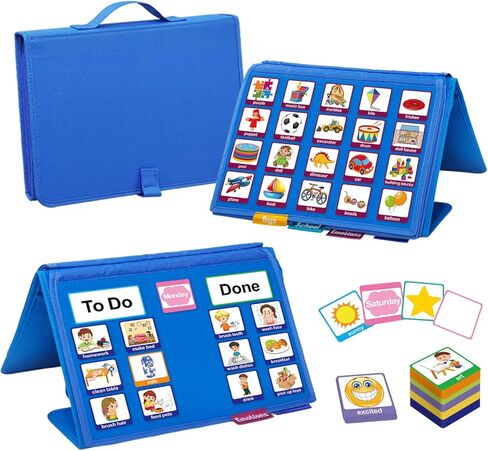 Pecs Communication Book, Visual Schedule for Kids with Autism, Nonverbal Communication Board, Pecs Book 196 Cards, Toddler Autism Materials for Home School, Vocabulary Cards, Printed in Kuwait