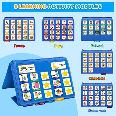 Pecs Communication Book, Visual Schedule for Kids with Autism, Nonverbal Communication Board, Pecs Book 196 Cards, Toddler Autism Materials for Home School, Vocabulary Cards, Printed in Kuwait
