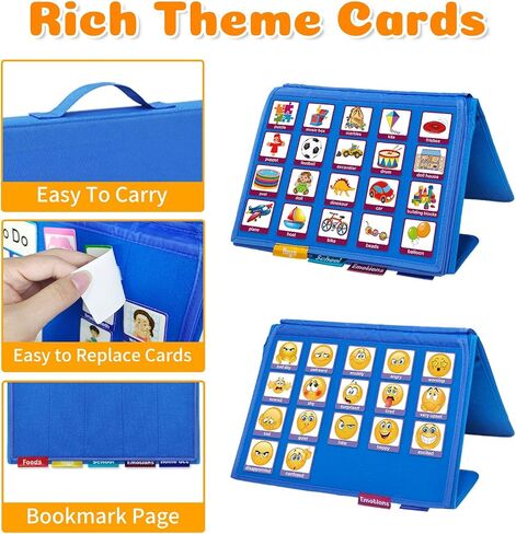 Pecs Communication Book, Visual Schedule for Kids with Autism, Nonverbal Communication Board, Pecs Book 196 Cards, Toddler Autism Materials for Home School, Vocabulary Cards, Printed in Kuwait