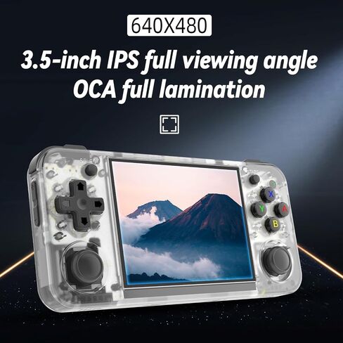RG35XX H Retro Retro Handheld Game Console مع شاشة IPS نظام Linux 3.5 بوصة وبطارية TF 64G مدمجة في 3300 مللي أمبير في الساعة تصل إلى 8 ساعات متوافقة مع 5G WiFi و Bluetooth 4.2 الأبيض الشفاف in Kuwait