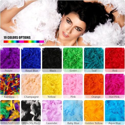 Tharaht Chandelle Feather Boa 19 Color-38G/55G100G 2 Yard Dancing Party Halloween Costume Decoration Feathers BOA in Kuwait