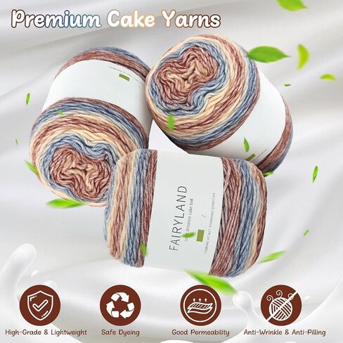 غزل كعكة aeelike للكروشيه ، 3 skeins تدرج كعكة خيوط 100g (3.52 أوقية) 245 متر (267 ياردة) ، خيوط ombré ombré ناع in Kuwait