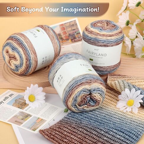غزل كعكة aeelike للكروشيه ، 3 skeins تدرج كعكة خيوط 100g (3.52 أوقية) 245 متر (267 ياردة) ، خيوط ombré ombré ناع in Kuwait