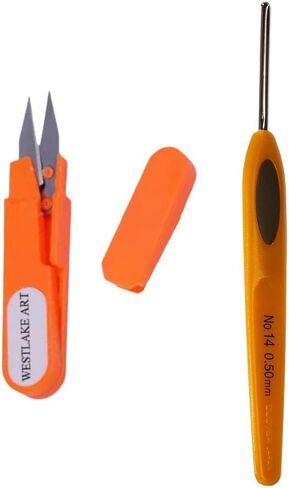 westlake art Clover Soft Touch Steel Crochet Hooks 0.317oz, (1027) No. 14/0.50mm with Ergonomic Handle, Precision-Crafted, Lightweight - with Embroidery Scissors, Easy to Do Crochet Tool [1-Pack] in Saudi Arabia