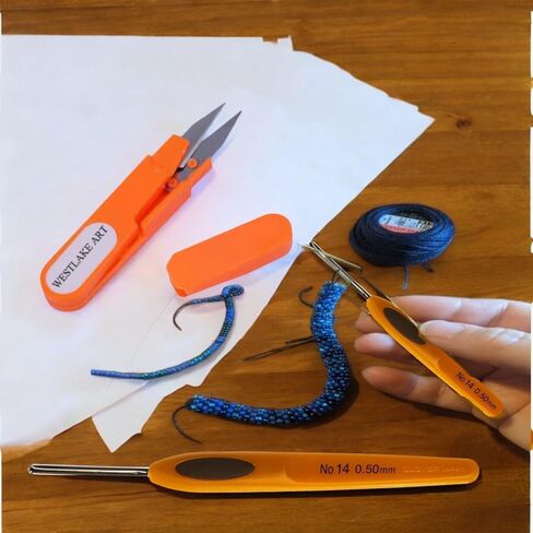 westlake art Clover Soft Touch Steel Crochet Hooks 0.317oz, (1027) No. 14/0.50mm with Ergonomic Handle, Precision-Crafted, Lightweight - with Embroidery Scissors, Easy to Do Crochet Tool [1-Pack] in Saudi Arabia