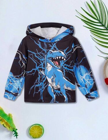 Toddler Boy Fall and Winter Clothes Long Trousers + Hooded Sweatershirts Dinosaur Suit Two-piece Set in Saudi Arabia